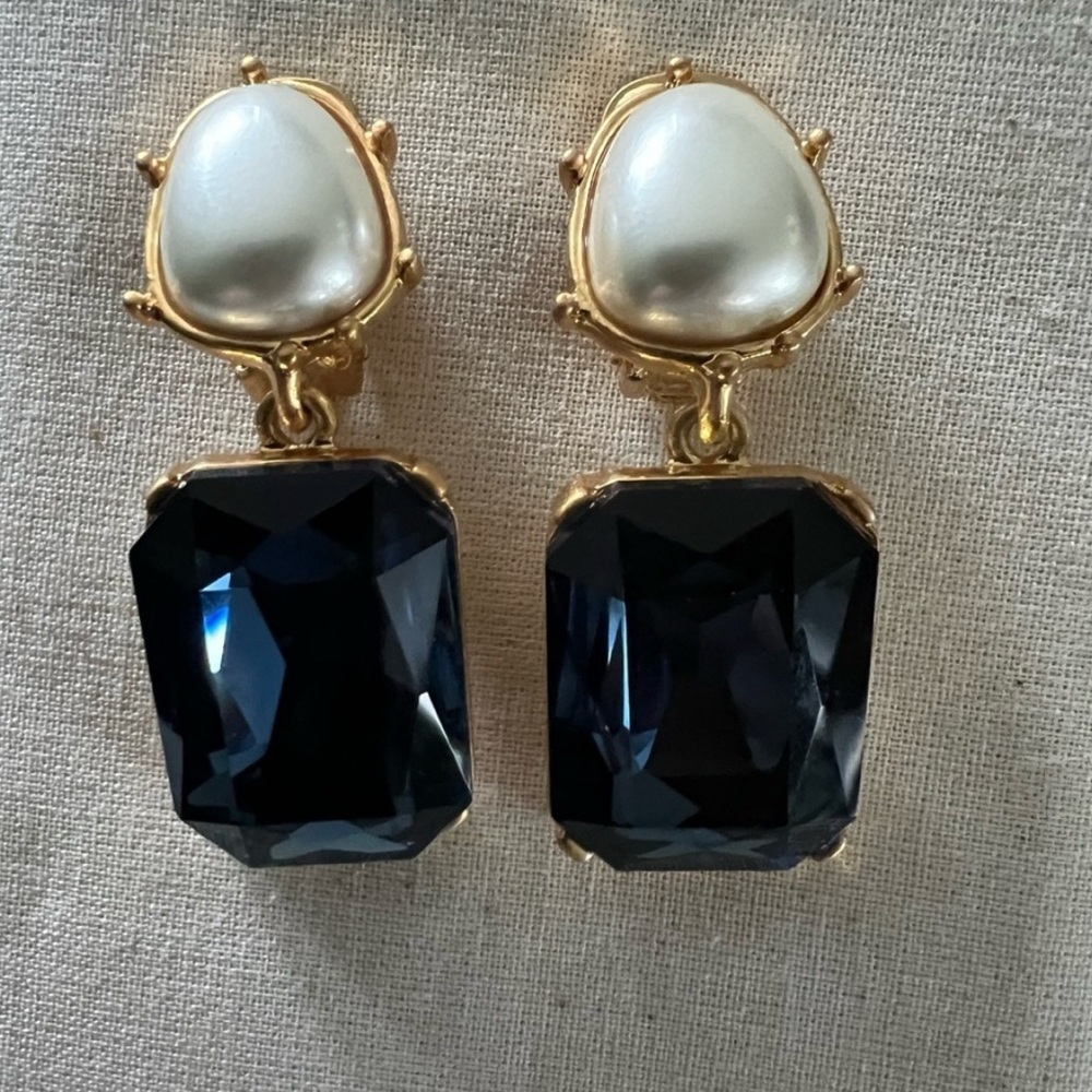 Oscar de la Renta Gold and Black Statement Earrings